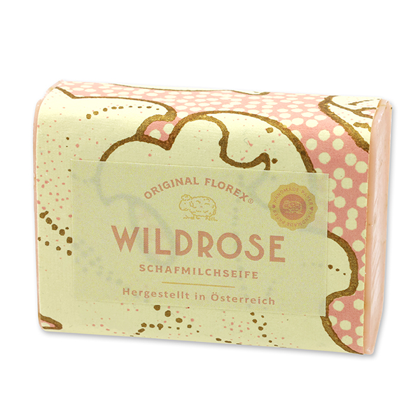 Sheep milk soap 100g, "Handmade Paper" Wild rose with petals 