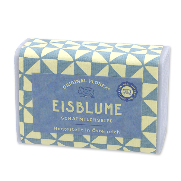 Schafmilchseife eckig 100g, "Handmade Paper" Eisblume 