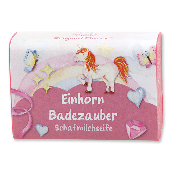 Schafmilchseife eckig 100g "Einhorn Badezauber", Blütenzauber 