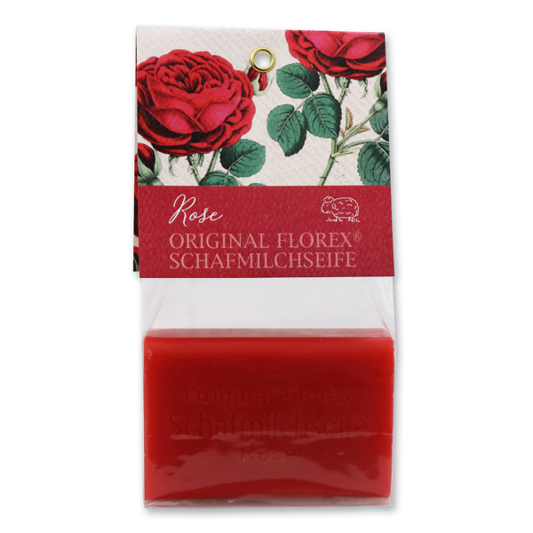 Schafmilchseife eckig 100g in Cello, Rose 
