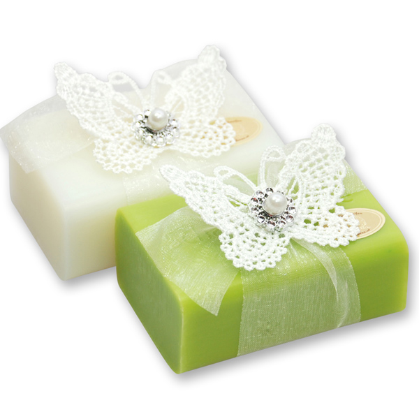 Sheepmilk soap 100g, decorated with a butterfly, Classic/pear 
