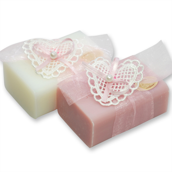 Sheep milk soap 100g, decorated with a heart, Classic/ cherry blossom 