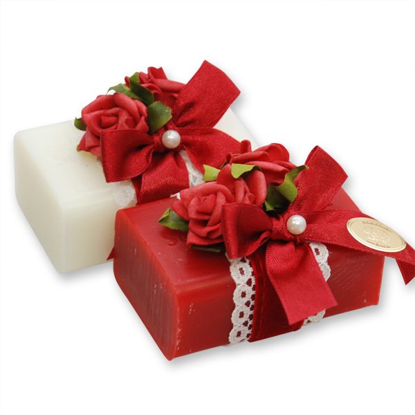 Sheep milk soap 100g, decorated with a rose, Classic/rose 