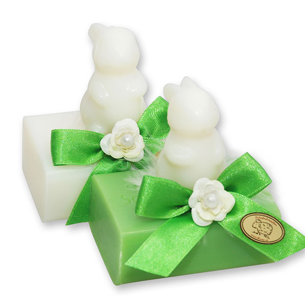Sheep milk soap 100g, decorated with a rabbit 23g, Classic/pear 