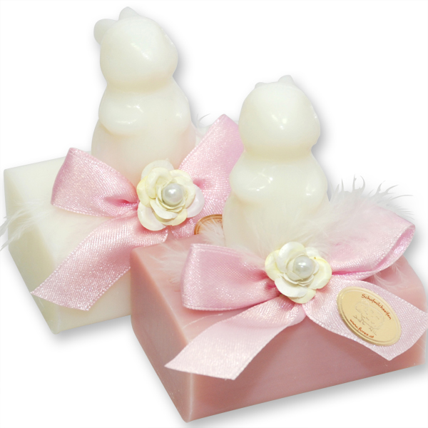 Sheep milk soap 100g, decorated with rabbit 23g, Classic/Japanese cherry 