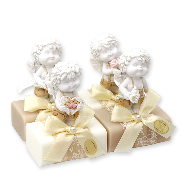 Sheep milk soap 100g decorated with an angel-Igor, Almond oil/snowdrop 