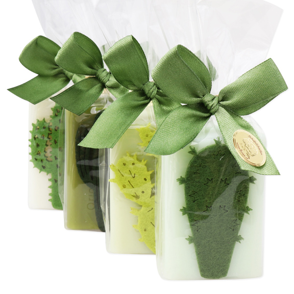 Sheep milk soap 100g, decorated with a cactus in a cellophane, sorted 