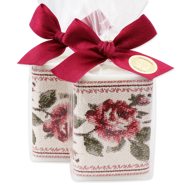 Sheep milk soap 100g, decorated with a rose ribbon in a cellophane, Classic 