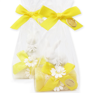 Sheep milk soap 100g, decorated with a rabbit in a cellophane, Classic/chamomile 