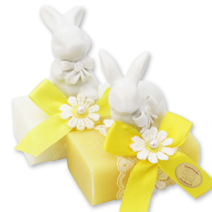 Sheep milk soap 100g decorated with a rabbit, Classic/chamomile 