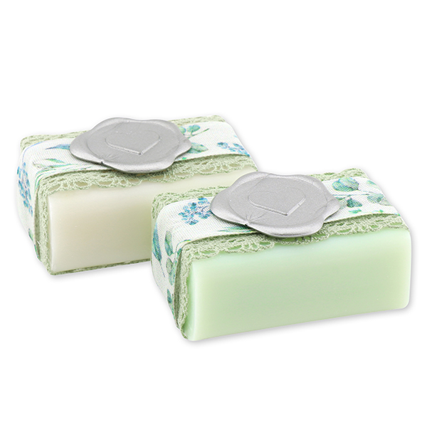 Schafmilchseife eckig 100g, dekoriert mit Herz, Classic/Gurke 