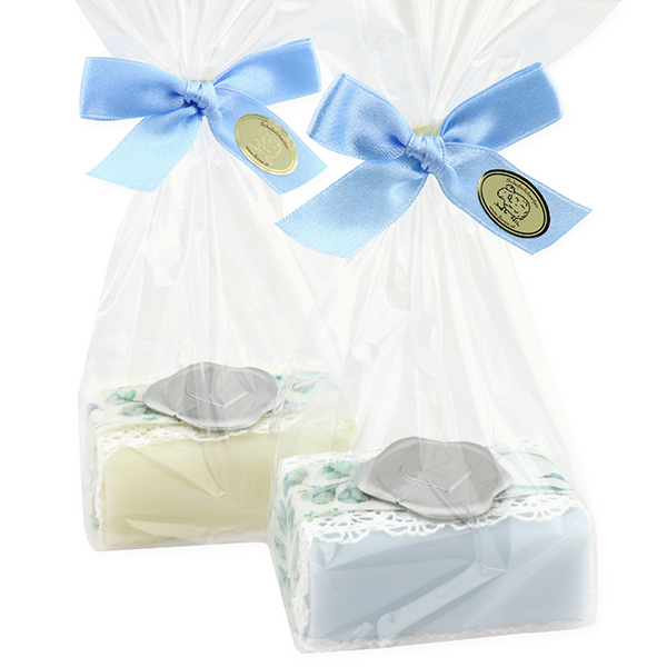 Sheep milk soap 100g, decorated with a heart in a cellophane, Classic/forget-me-not 