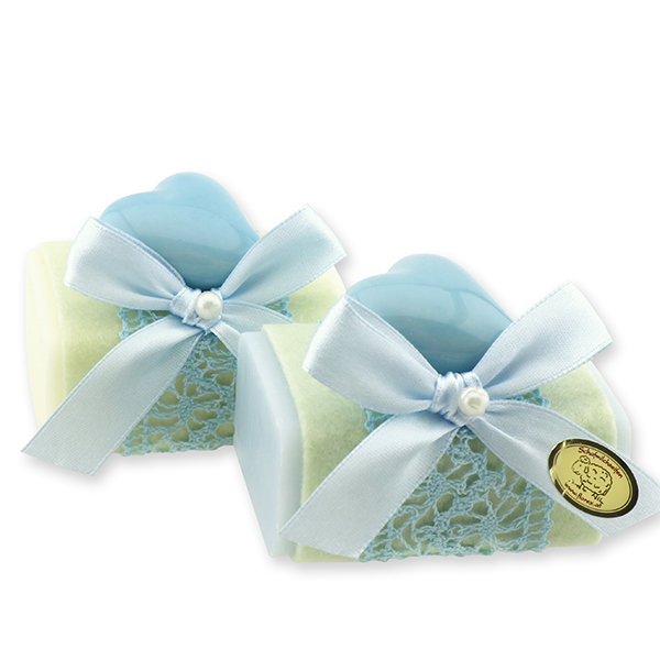 Sheep milk soap 100g, decorated with a heart, Classic/'forget-me-not' 