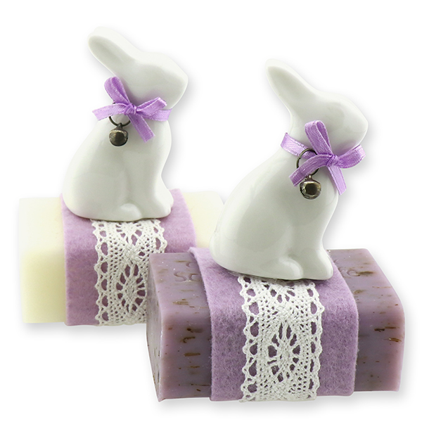 Sheep milk soap 100g decorated with a rabbit, Classic/lavender 