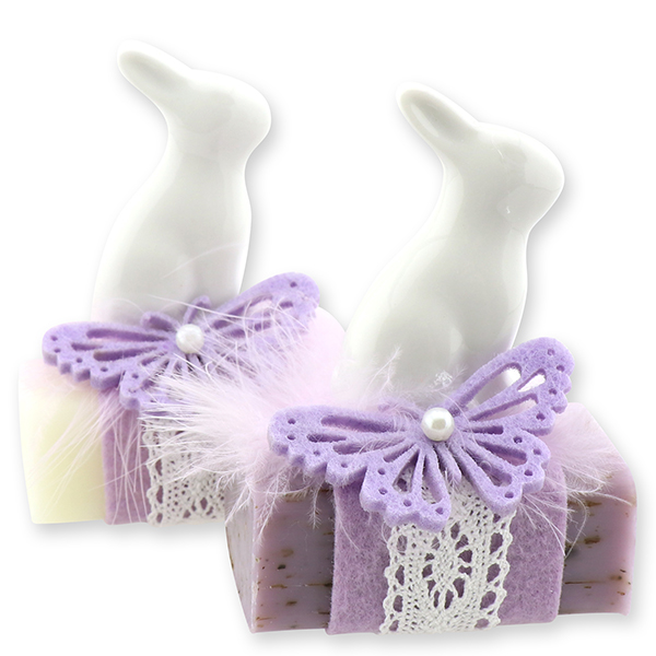Sheep milk soap 100g decorated with a rabbit, Classic/lavender 
