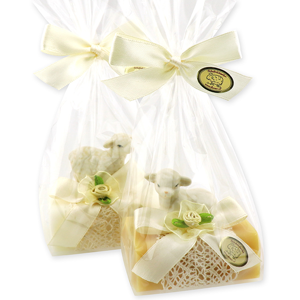 Sheep milk soap 100g, decorated with a lamb in a cellophane, Classic/swiss pine 