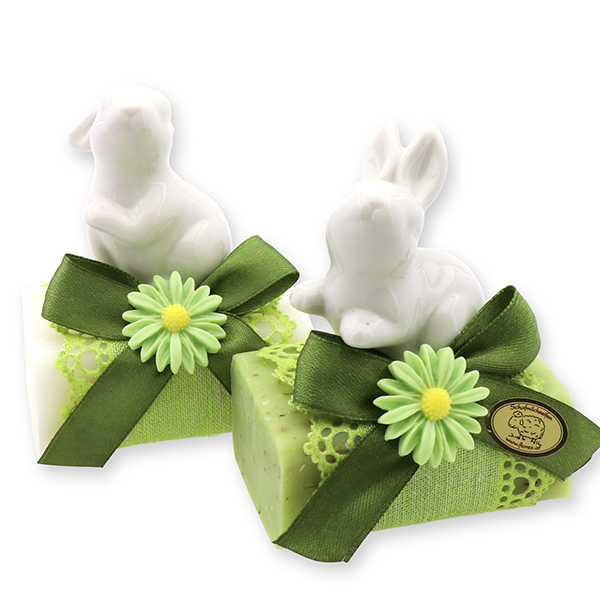 Sheep milk soap 100g, decorated with a rabbit, Classic/verbena 