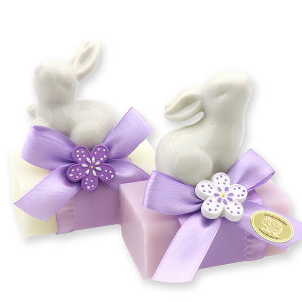 Sheep milk soap 100g decorated with a rabbit, Classic/lilac 