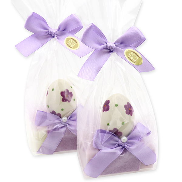 Sheep milk soap 100g, decorated with an egg in a cellophane, Classic/lilac 