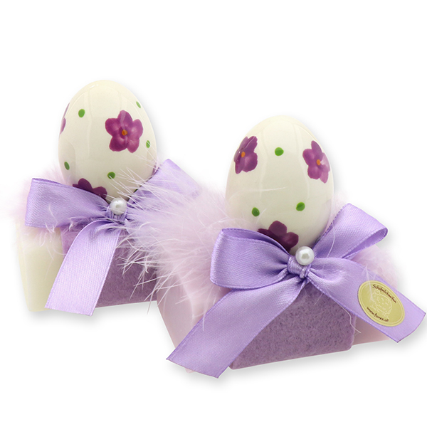 Sheep milk soap 100g, decorated with an egg, Classic/lilac 