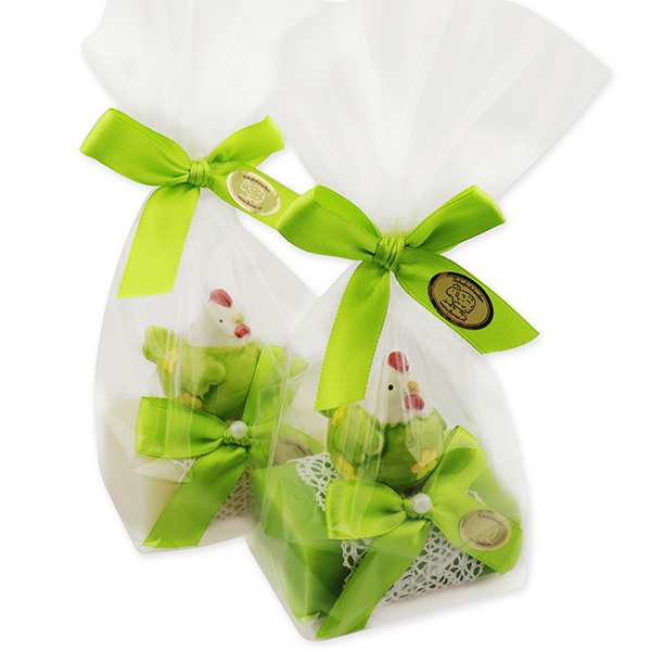 Sheep milk soap 100g decorated with a hen in a cellophane, classic/pear 