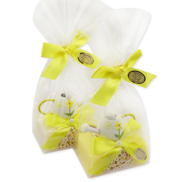 Sheep milk soap 100g, decorated with a watering can in a cellophane, Classic/grapfefruit 