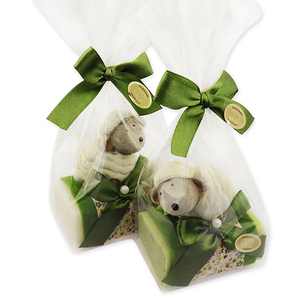 Sheep milk soap 100g decorated with a sheep in a cellophane, Classic/verbena 