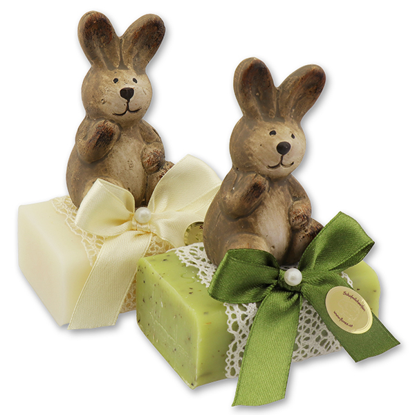Sheep milk soap 100g decorated with a rabbit, Classic/verbena 