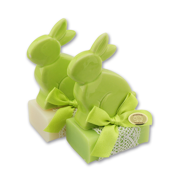 Sheep milk soap 100g decorated with a rabbit, Classic/lime blossom 