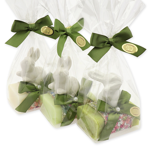 Sheep milk soap 100g decorated with a rabbit in a cellophane, sorted 