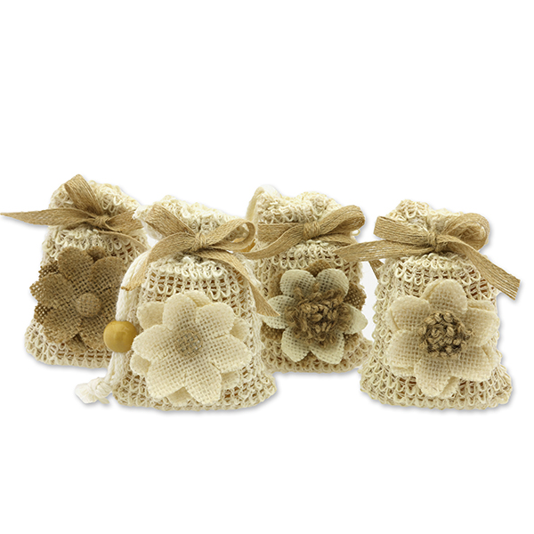 Sheep milk soap square 100g packed in a sisal wash bag, Classic/swiss pine 