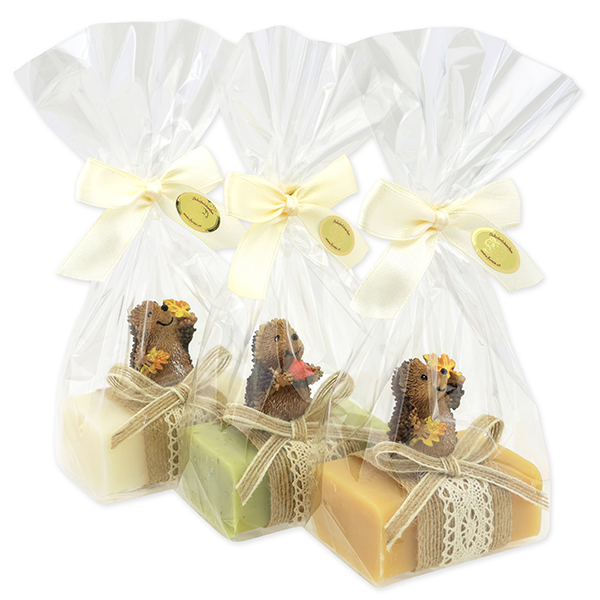 Sheep milk soap 100g decorated with a Hedgehog in a cellophane, assorted 