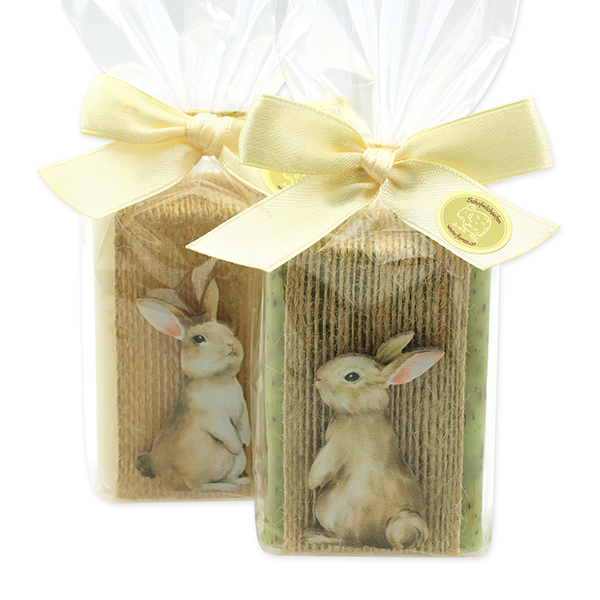 Sheep milk soap 100g decorated with a rabbit in a cellophane, Classic/Verbena 