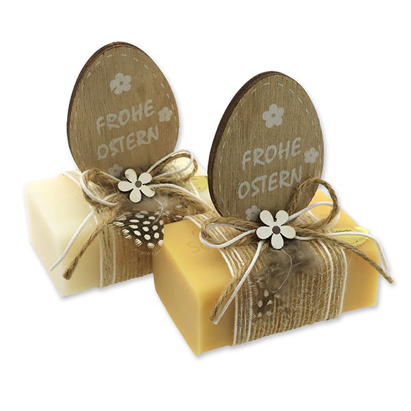 Schafmilchseife eckig 100g dekoriert mit Osterei, Classic/Zirbe 
