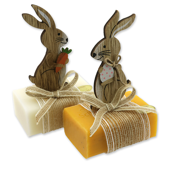 Sheep milk soap 100g decorated with a rabbit, Classic/Marigold 