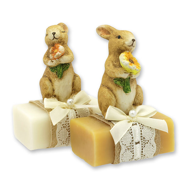 Sheep milk soap 100g decorated with a rabbit, Classic/Swiss pine 