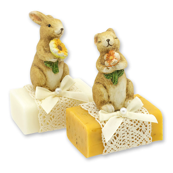 Sheep milk soap 100g decorated with a rabbit, Classic/Marigold 