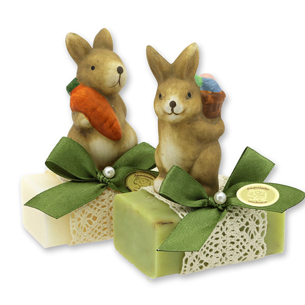 Sheep milk soap 100g decorated with a rabbit, Classic/Verbena 