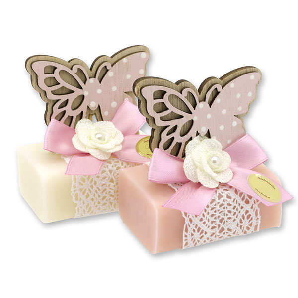 Sheep milk soap 100g decorated with a butterfly, Classic/Magnolia 