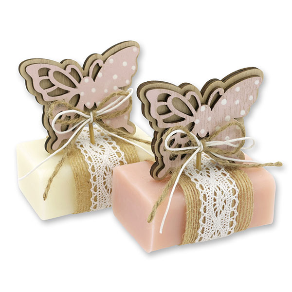 Sheep milk soap 100g decorated with a butterfly, Classic/Magnolia 