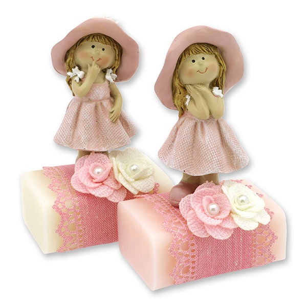 Sheep milk soap 100g decorated with a flower child, Classic/Jasmine 