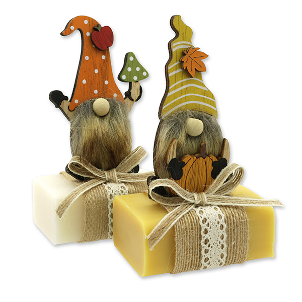 Sheep milk soap 100g decorated with a gnome, Classic/Swiss pine 