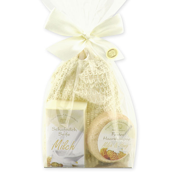 Soap set 3 pieces in a cellophane bag, Milk & honey 