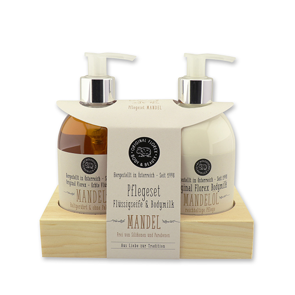 Real liquid vegetable oil soap with sheep milk 250ml & body milk with sheep milk 250ml, Almond oil 