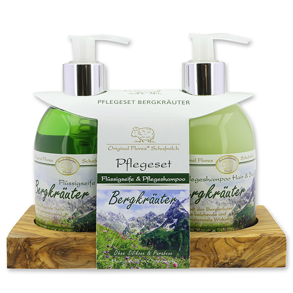 Pflegeset Flüssigseife 250ml & Pflegeshampoo Hair und Body 250ml, Bergkräuter 