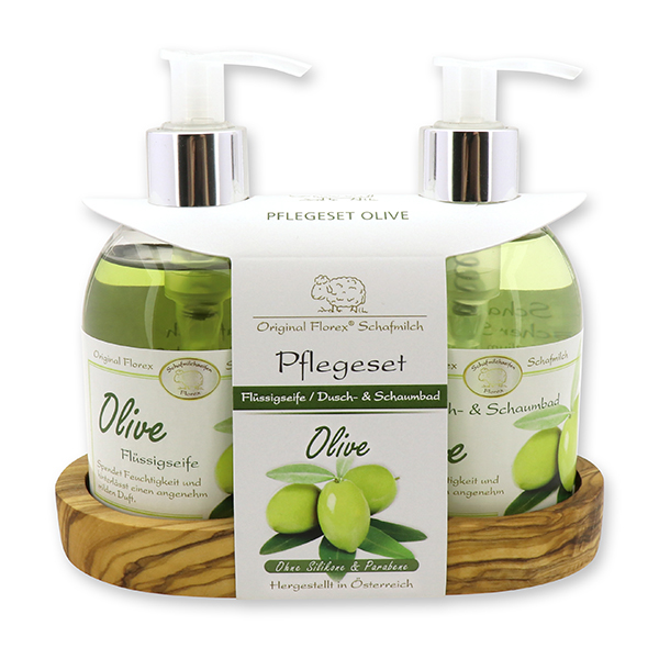 Pflegeset Flüssigseife 250ml & Dusch- und Schaumbad 250ml, Olive 