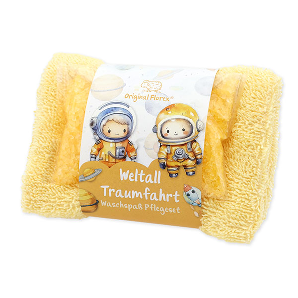 Badesalz 60g mit Waschlappen "Weltall Traumfahrt", Fruchttraum 