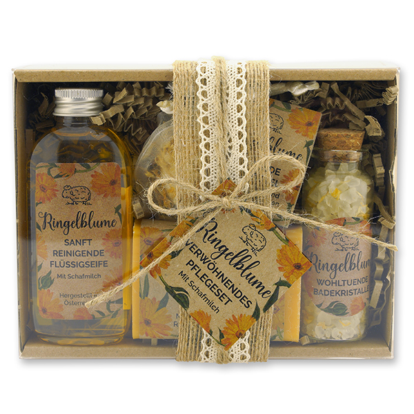 Geschenkset 4-teilig "Wohlfühlzeit", Ringelblume 