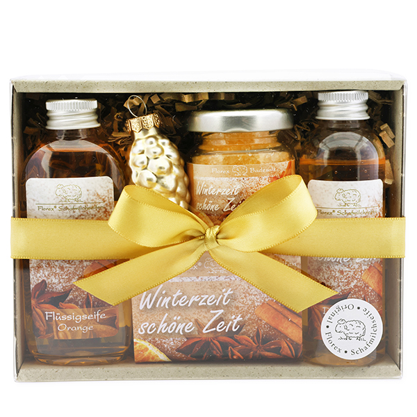 Gift set 4 pieces "Winterzeit, schöne Zeit", Orange 
