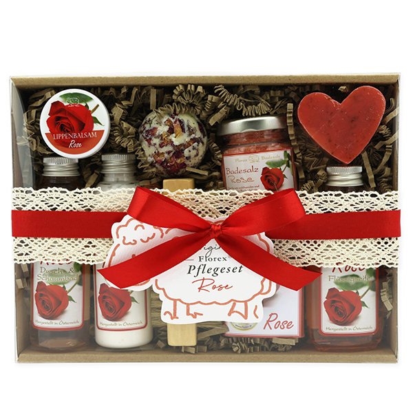 Geschenkset 9-teilig, Rose mit Blüten 